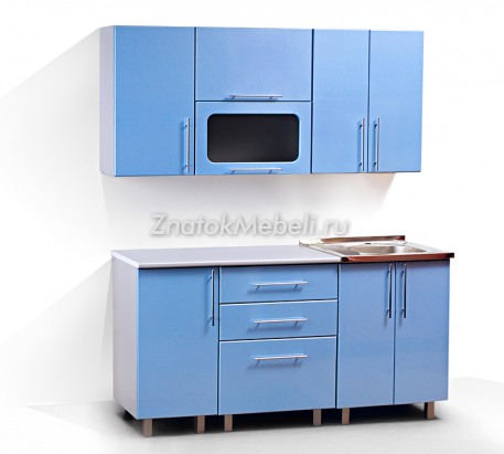 Кухня "Марина-3" цвет голубой металлик с фото и ценой - Фотография 1