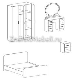 Модульная спальня «Фиеста», композиция 4 (DOSP-SRSK-0038) с фото и ценой - Фотография 2