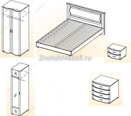 Модульная спальня «Камелия»,композиция 3 (DOSP-PLKN-0051) с фото и ценой - Фотография 2