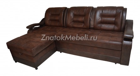 Угловой диван под кожу "Лада" коричневый с фото и ценой - Фотография 1