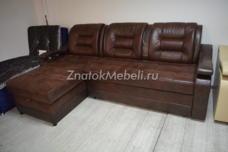 Угловой диван под кожу "Лада" коричневый с фото и ценой - Фотография 2