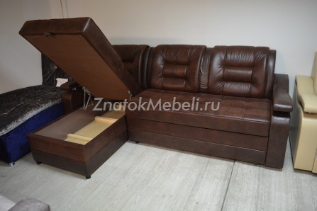 Угловой диван под кожу "Лада" коричневый с фото и ценой - Фотография 3